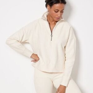 Sweaty Betty Rest Up Half Zip Pullover Top Textured cream xl